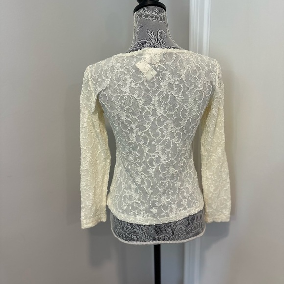 NWT Women’s Small Coldwater Creek Lace Sweetheart Neckline Long Sleeve Blouse. - Picture 2 of 10